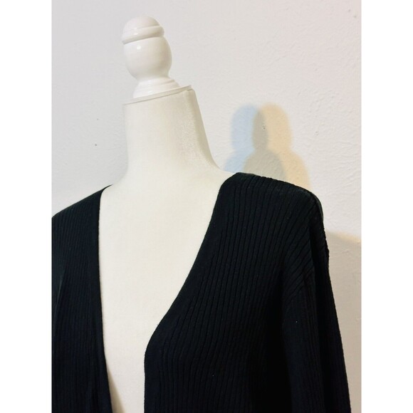 Torrid Women Size 4 Black Ribbed Tie Front Long Sleeve Cardigan Everyday Staple - Picture 4 of 12